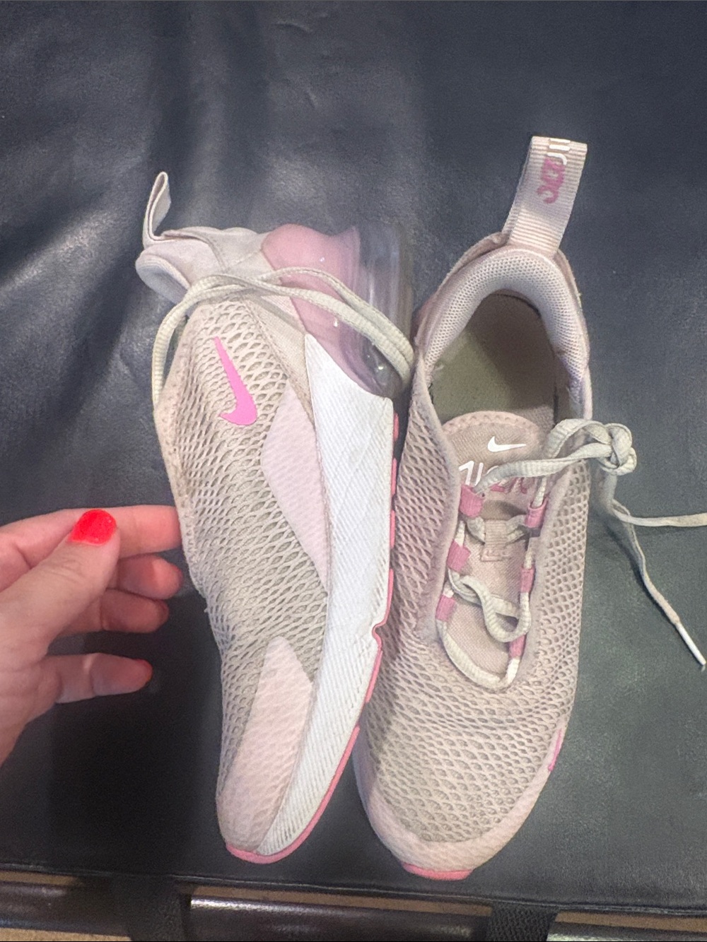 Nike kids Pink & Beige Mesh Lace-Up Sneakers